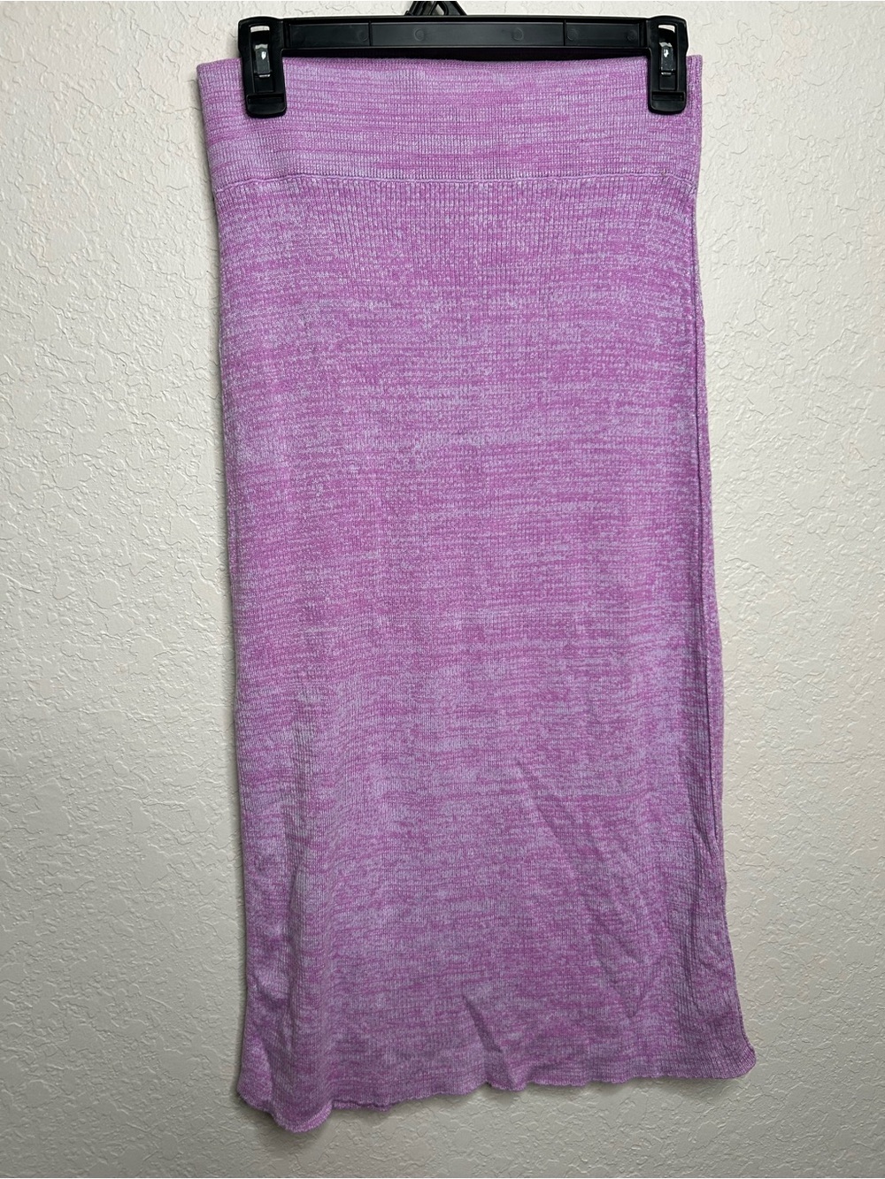 Free People Pink Heathered Rib Knit Midi Skirt Side Slit Size S - Picture 2 of 5
